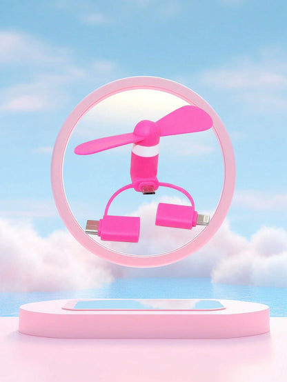 Multi-Color Options USB Phone Mini Fan, 3-In-1 Android/Type-C/Apple Handheld Portable Small Fan Compatible With IPhone For Summer Holiday Portable Fan