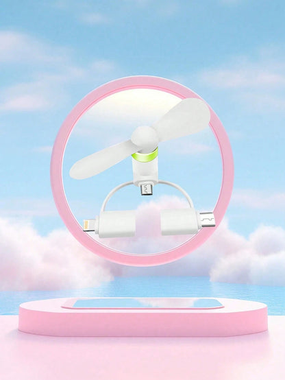 Multi-Color Options USB Phone Mini Fan, 3-In-1 Android/Type-C/Apple Handheld Portable Small Fan Compatible With IPhone For Summer Holiday Portable Fan
