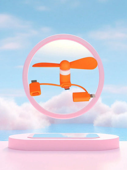 Multi-Color Options USB Phone Mini Fan, 3-In-1 Android/Type-C/Apple Handheld Portable Small Fan Compatible With IPhone For Summer Holiday Portable Fan