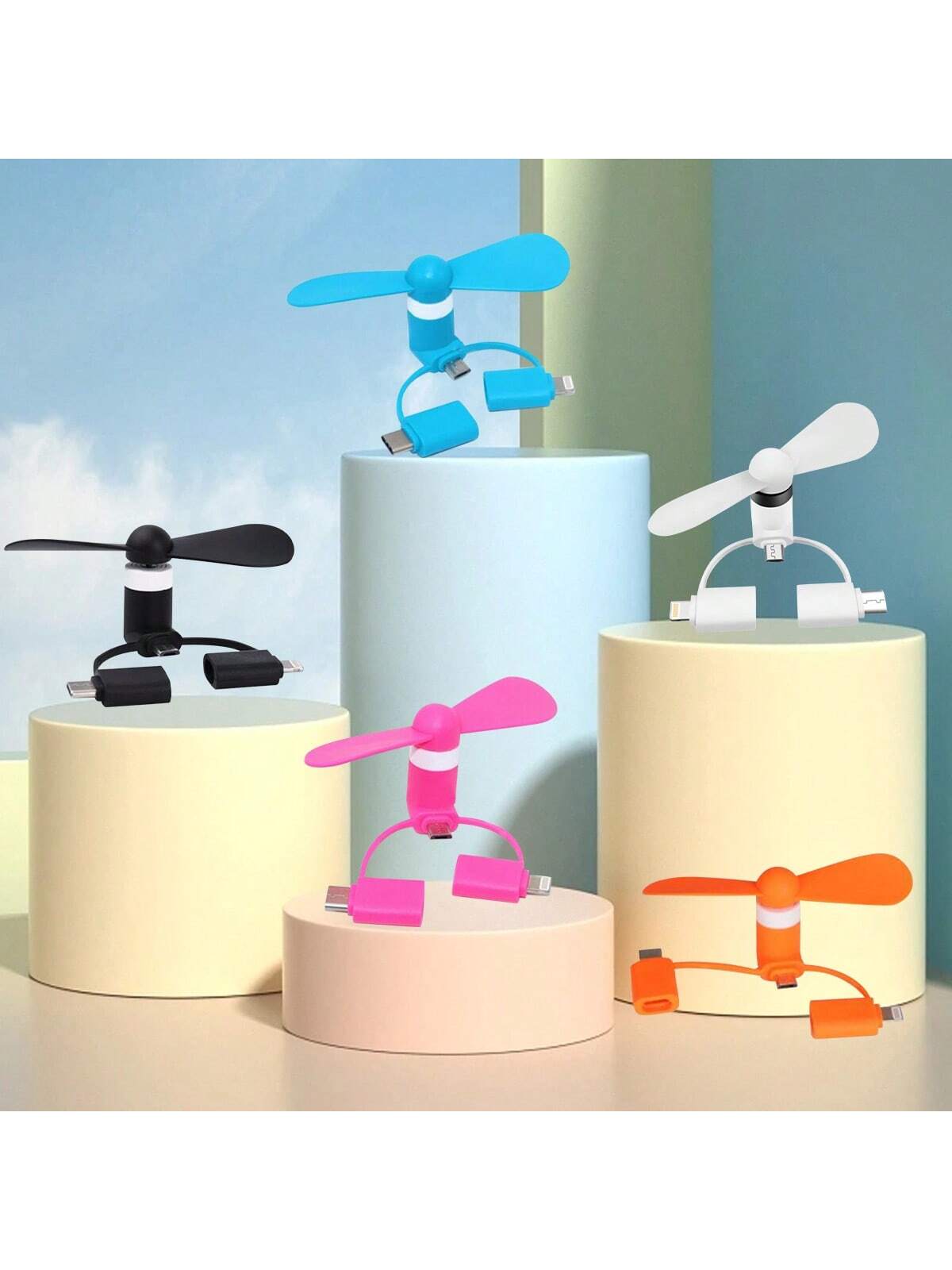 Multi-Color Options USB Phone Mini Fan, 3-In-1 Android/Type-C/Apple Handheld Portable Small Fan Compatible With IPhone For Summer Holiday Portable Fan