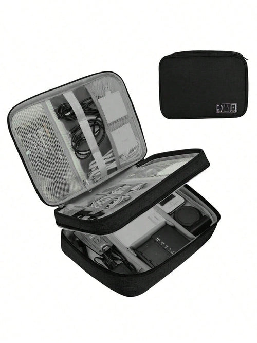 Multi-Layer Travel Digital Accessories Organizer; Power Bank, Earphone, Camera Cable Storage Box; Multifunctional Divider Bag For Phone, Laptop, Electronics School College Electronic Bag Portable Char