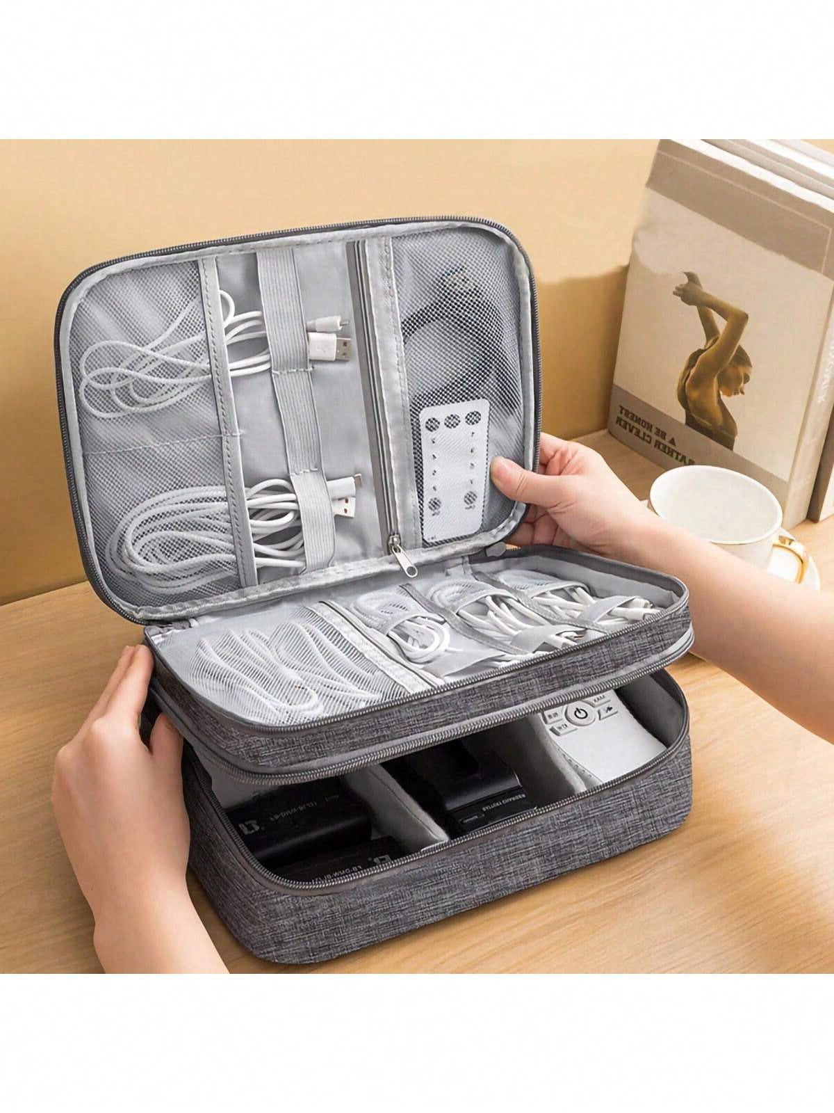 Multi-Layer Travel Digital Accessories Organizer; Power Bank, Earphone, Camera Cable Storage Box; Multifunctional Divider Bag For Phone, Laptop, Electronics School College Electronic Bag Portable Char