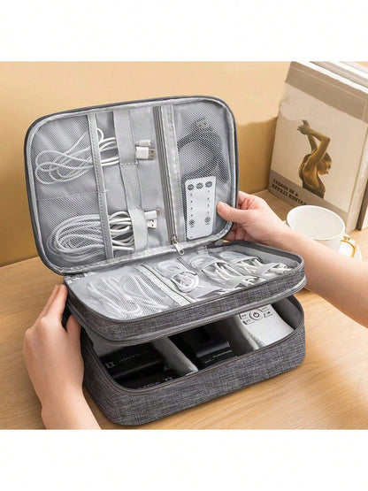 Multi-Layer Travel Digital Accessories Organizer; Power Bank, Earphone, Camera Cable Storage Box; Multifunctional Divider Bag For Phone, Laptop, Electronics School College Electronic Bag Portable Char