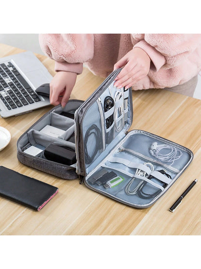 Multi-Layer Travel Digital Accessories Organizer; Power Bank, Earphone, Camera Cable Storage Box; Multifunctional Divider Bag For Phone, Laptop, Electronics School College Electronic Bag Portable Char