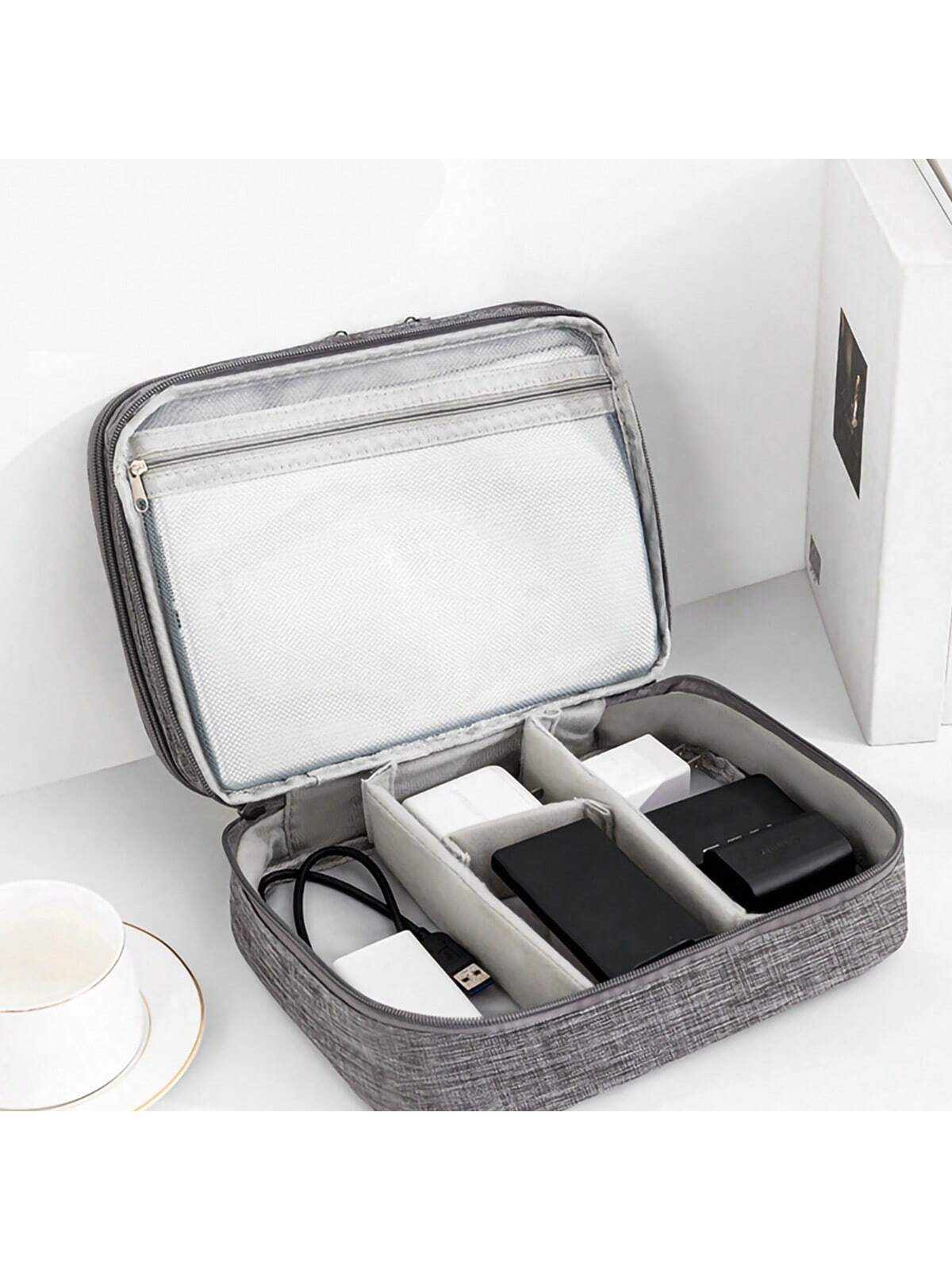 Multi-Layer Travel Digital Accessories Organizer; Power Bank, Earphone, Camera Cable Storage Box; Multifunctional Divider Bag For Phone, Laptop, Electronics School College Electronic Bag Portable Char