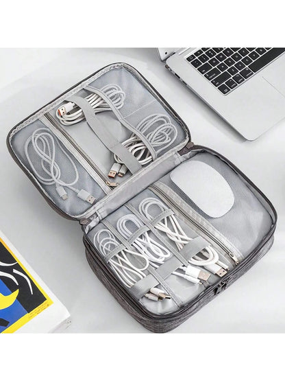 Multi-Layer Travel Digital Accessories Organizer; Power Bank, Earphone, Camera Cable Storage Box; Multifunctional Divider Bag For Phone, Laptop, Electronics School College Electronic Bag Portable Char