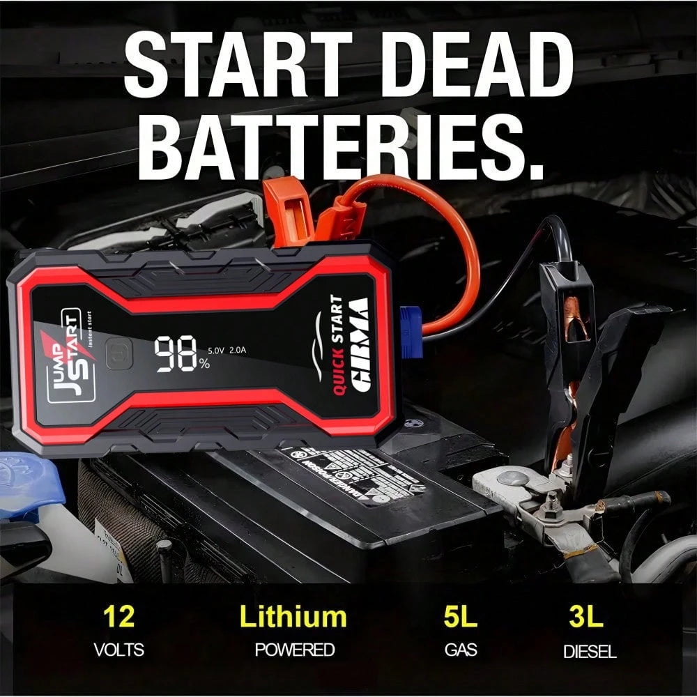 Multifunctional Car Emergency Start Power Supply, Portable Car Battery Starter, Digital Display, Suitable For Small Cars Or Trucks, LED Emergency Light, Outdoor Car Emergency Tools