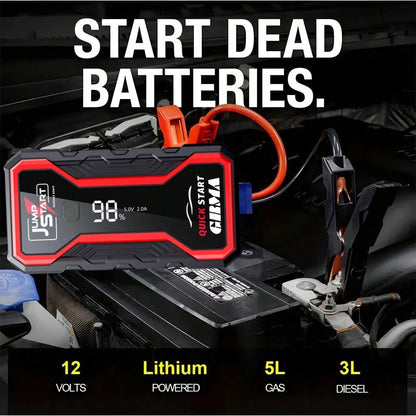 Multifunctional Car Emergency Start Power Supply, Portable Car Battery Starter, Digital Display, Suitable For Small Cars Or Trucks, LED Emergency Light, Outdoor Car Emergency Tools