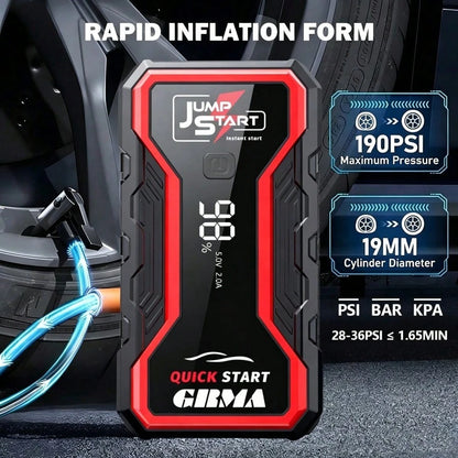 Multifunctional Car Emergency Start Power Supply, Portable Car Battery Starter, Digital Display, Suitable For Small Cars Or Trucks, LED Emergency Light, Outdoor Car Emergency Tools