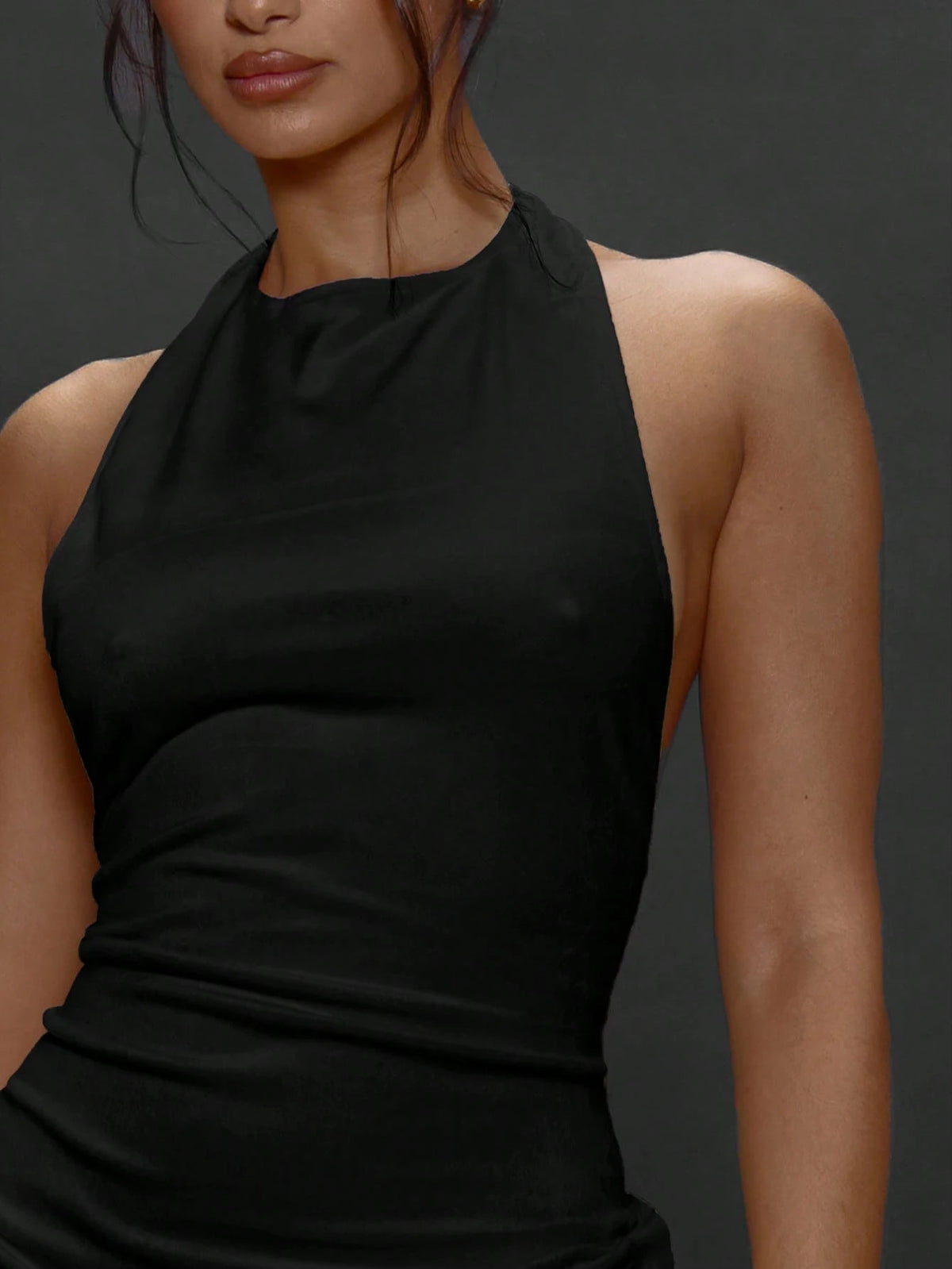 MUSERA Bodycon Halterneck Backless Mini Dress Going Out Everyday Night Out Sexy Streetwear Party Chic Valentines Elegant
