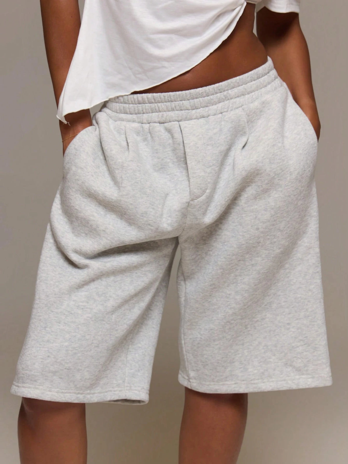 MUSERA ESSENTIALS Loose Fit Elasticated Waist Sweat Jorts Long Shorts Cute Everyday Basics Sexy Daily Spring Summer Essential