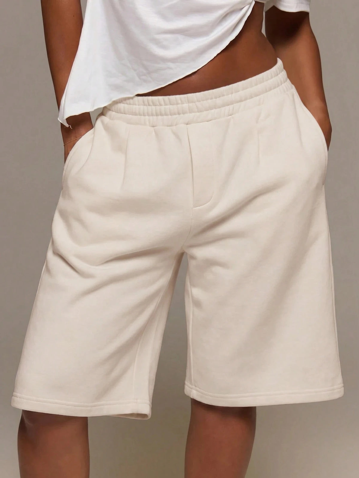 MUSERA ESSENTIALS Loose Fit Elasticated Waist Sweat Jorts Long Shorts Cute Everyday Basics Sexy Daily Spring Summer Essential