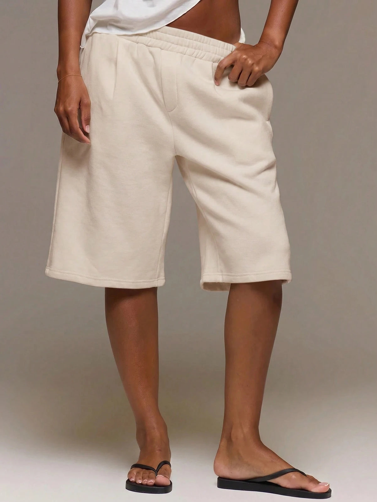 MUSERA ESSENTIALS Loose Fit Elasticated Waist Sweat Jorts Long Shorts Cute Everyday Basics Sexy Daily Spring Summer Essential