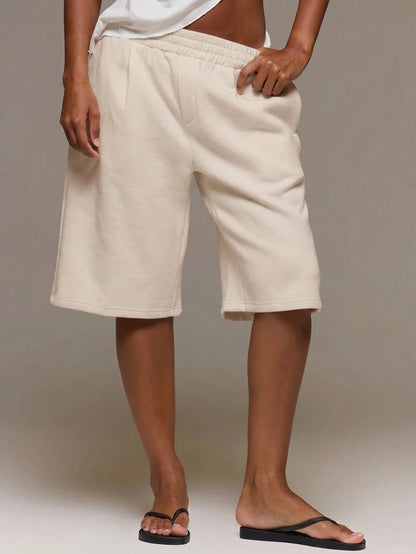 MUSERA ESSENTIALS Loose Fit Elasticated Waist Sweat Jorts Long Shorts Cute Everyday Basics Sexy Daily Spring Summer Essential