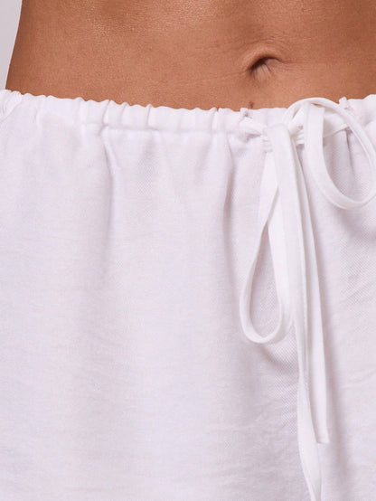 MUSERA Linen Look Drawstring Tie Waist Women Mini Shorts Beachwear Beach Vacation Holiday Summer Airport 4th July Back To School Pants Spring Casual White