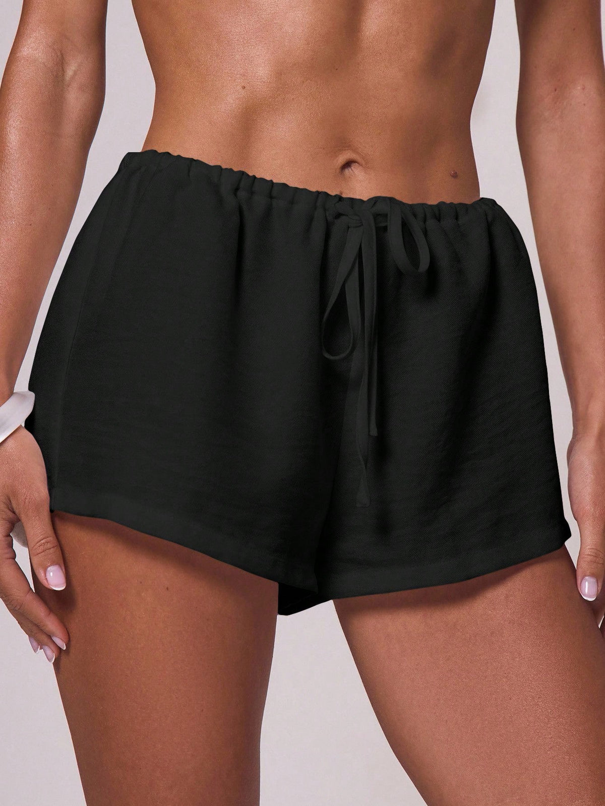 MUSERA Linen Look Drawstring Tie Waist Women Mini Shorts Beachwear Beach Vacation Holiday Summer Airport 4th July Back To School Pants Spring Casual White