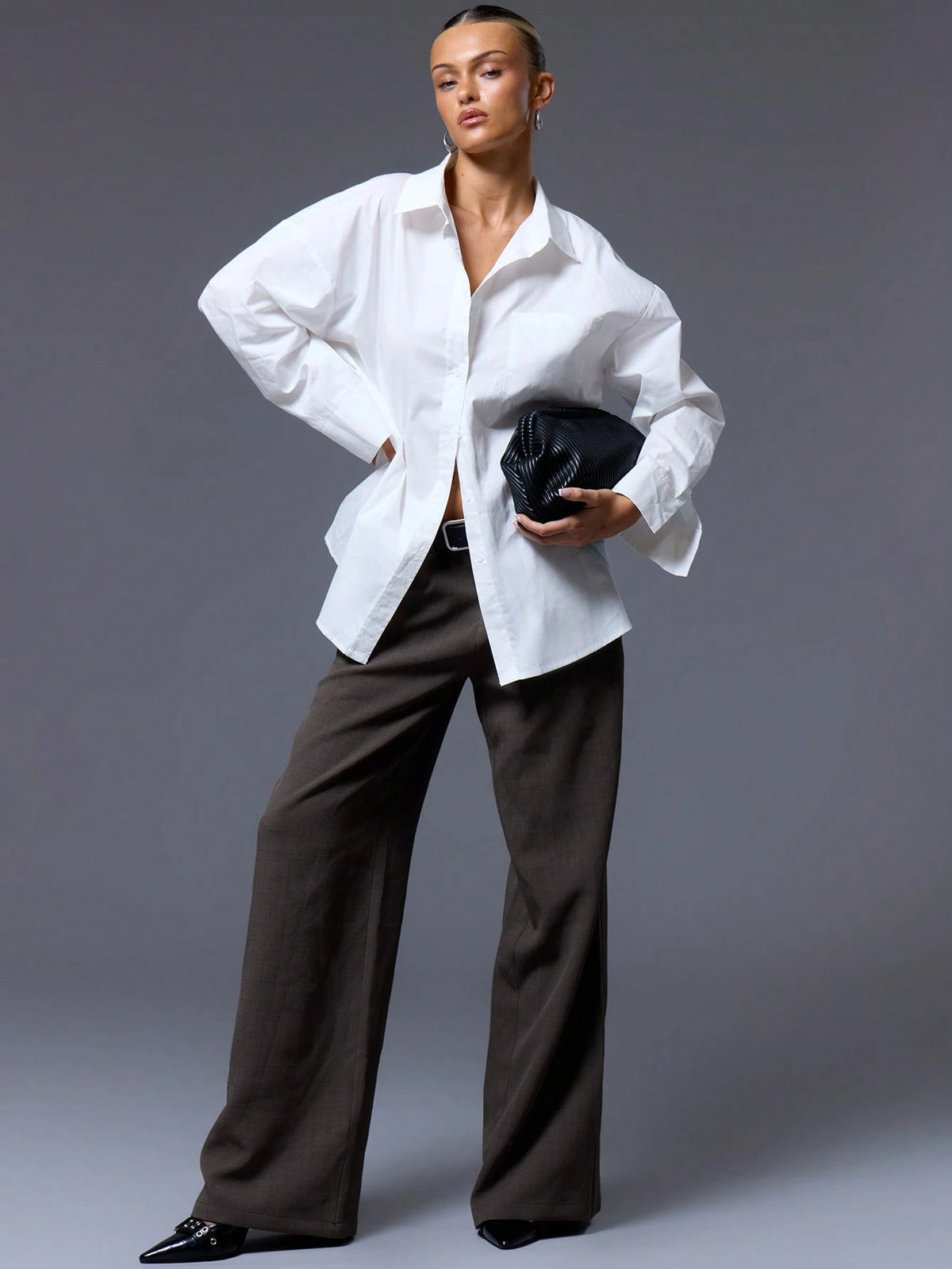 MUSERA Oversized Basic Smart Casual Button Up Shirt Old Money Vacation Everyday Airport Holiday Beach Office Cover Up Back To School Work White Autumn