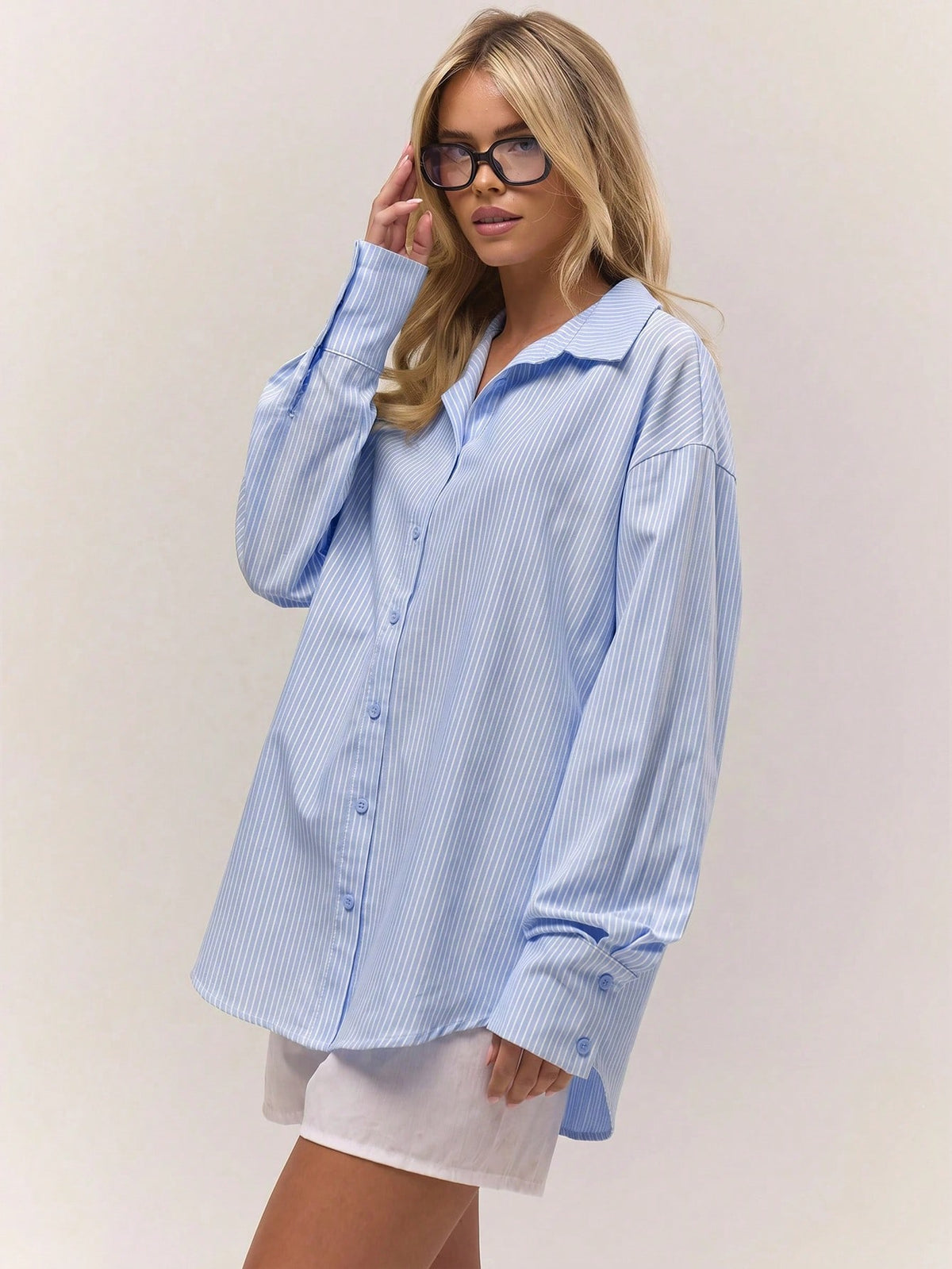 MUSERA Oversized Pinstripe Button Down Long Line Butter Yellow Top Old Money Cute Country Cottage Core Clean Girl Night In Casual Elegant Summer Holiday