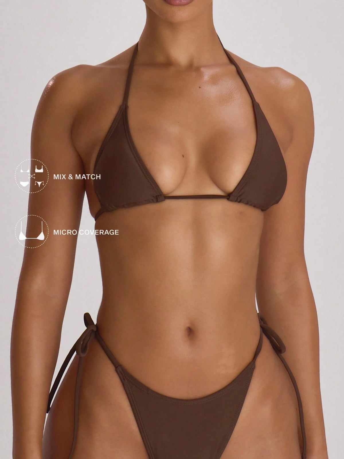 Musera Resort Micro Triangle Halterneck Tie Bikini Top Swim Vacation Holiday Summer Travel Beachwear Basics Solid Colour Swimwear Resort Core