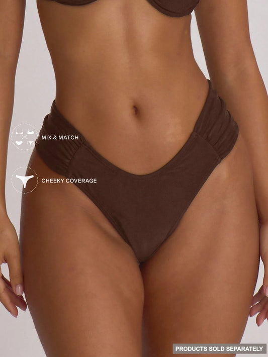 Musera Resort Ruched Side Cheeky Fit Bikini Bottoms Swim Vacation Holiday Summer Travel Beachwear Basics Swimwear Solid Colour Resort Core