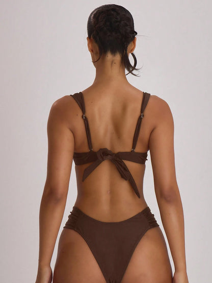 Musera Resort Ruched Side Cheeky Fit Bikini Bottoms Swim Vacation Holiday Summer Travel Beachwear Basics Swimwear Solid Colour Resort Core