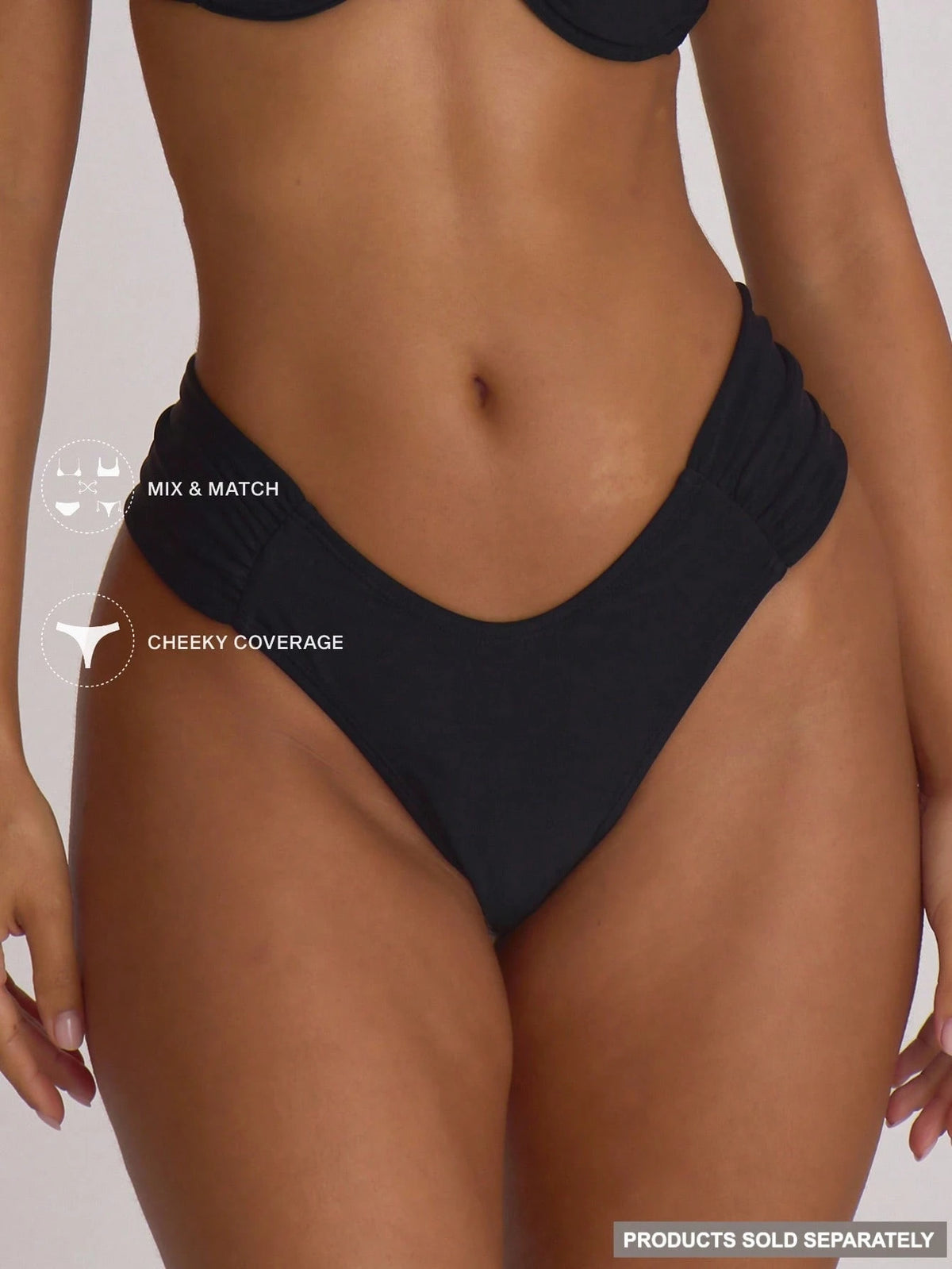 Musera Resort Ruched Side Cheeky Fit Bikini Bottoms Swim Vacation Holiday Summer Travel Beachwear Basics Swimwear Solid Colour Resort Core
