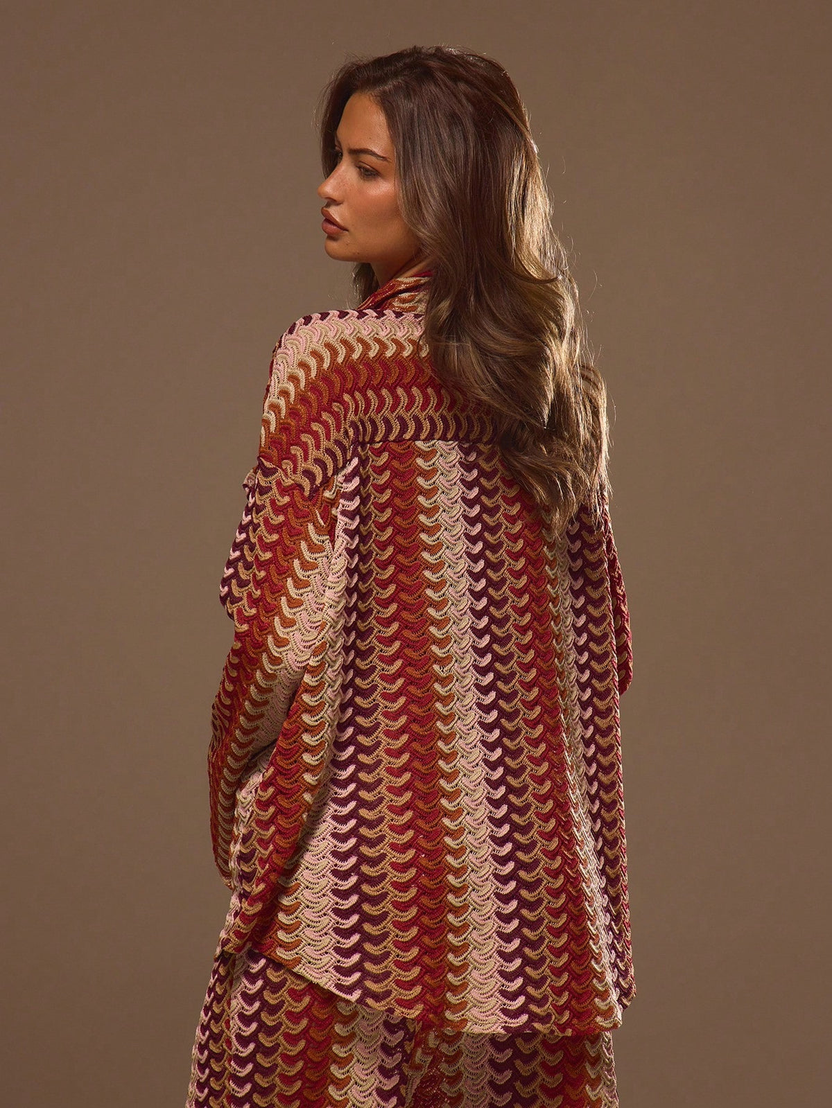 Musera Resort Textured Patterned Oversized Long Sleeve Kimono Boho Ibiza Cute Sexy Vacation Summer Beach Swimwear Cover Up Stripe Fall Holiday Spring