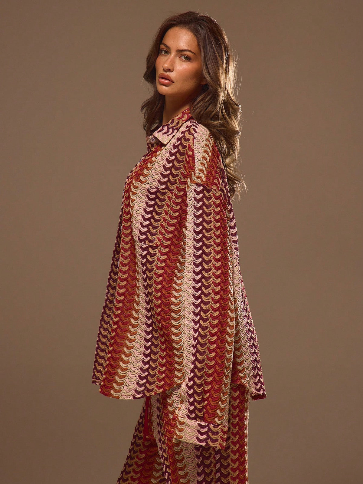 Musera Resort Textured Patterned Oversized Long Sleeve Kimono Boho Ibiza Cute Sexy Vacation Summer Beach Swimwear Cover Up Stripe Fall Holiday Spring
