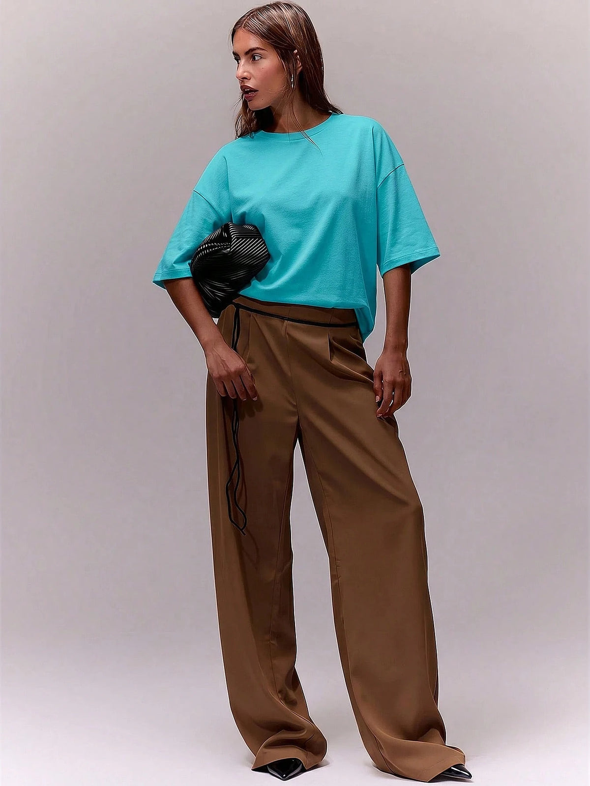 MUSERA Soft Oversized Crew Neck T Shirt Casual Capsule Wardrobe Everyday Oversized Tee Airport Fall Back To School Autumn Winter Teal Blue Lake Blue Aqua