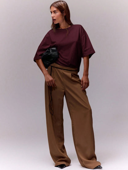 MUSERA Soft Oversized Crew Neck T-Shirt Oversized Tee Airport Holiday Festival,Elegant Spring Summer Casual