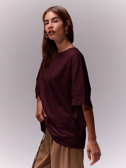MUSERA Soft Oversized Crew Neck T-Shirt Oversized Tee Airport Holiday Festival,Elegant Spring Summer Casual