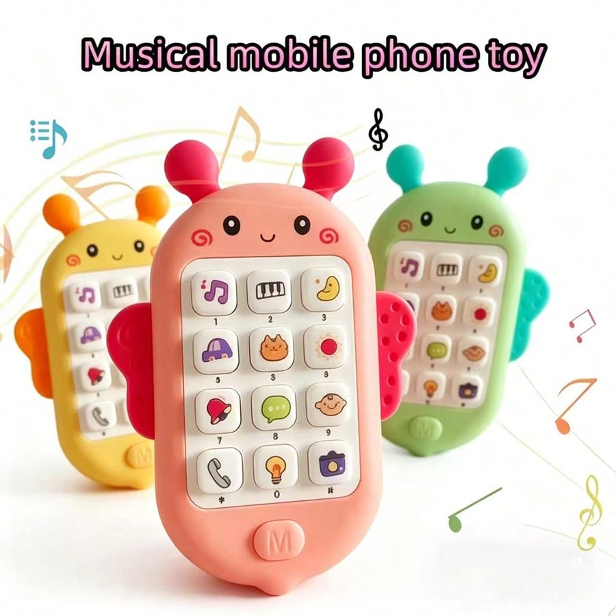 Music Bee Toy Phone, Early Education Learning Device, Built-In Lights And Songs, For Baby