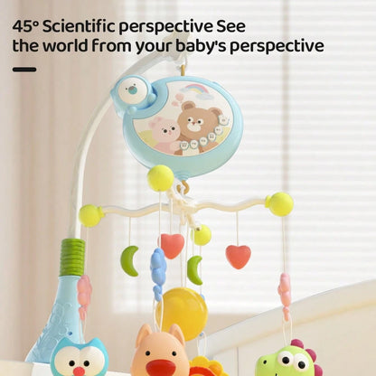 Musical Baby Crib Mobile 360° Rotating Bed Bell With Cute Animal Teether Rattles, Lullaby Music Box Newborn Crib Hanging Toy