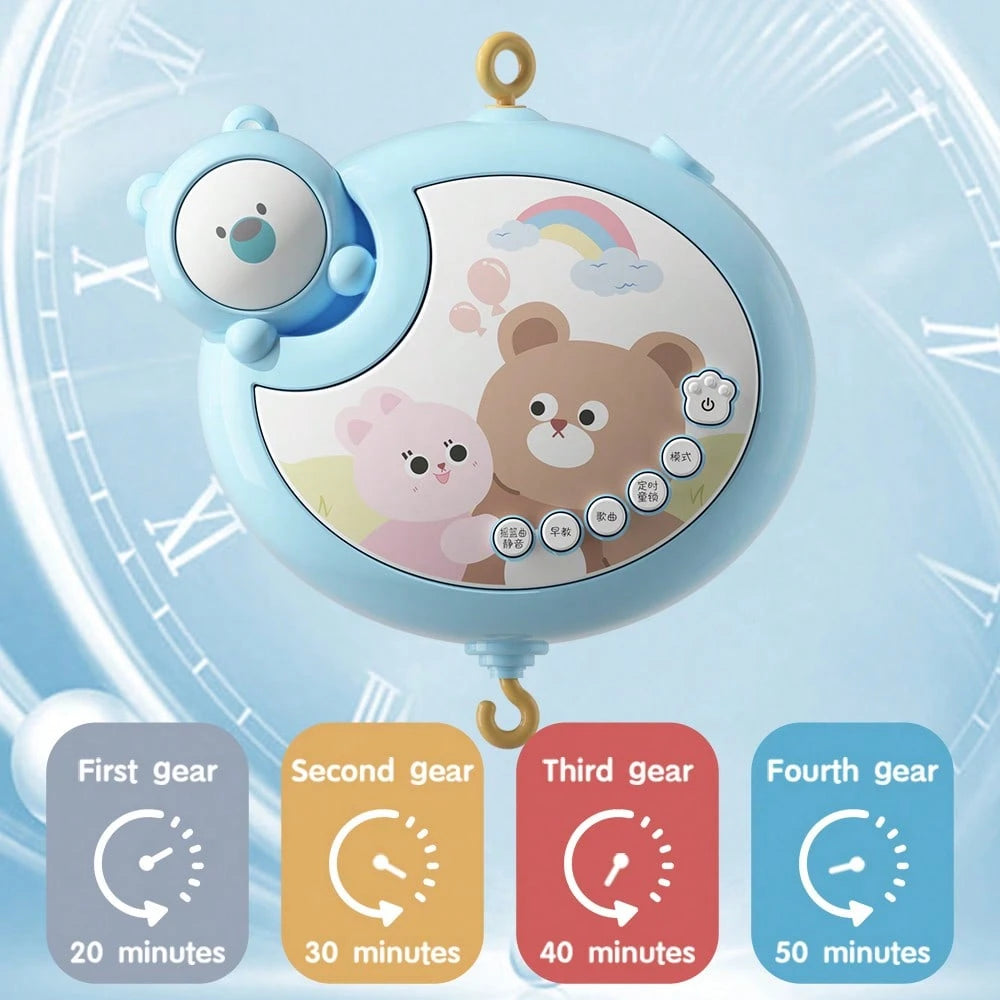 Musical Baby Crib Mobile 360° Rotating Bed Bell With Cute Animal Teether Rattles, Lullaby Music Box Newborn Crib Hanging Toy