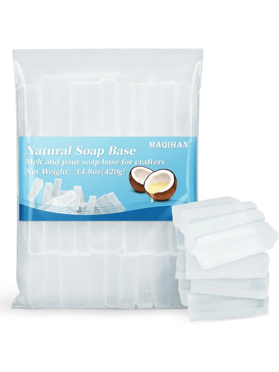 Natural Soap Base 14.8oz Glycerin Melt And Pour Soap Base For Soap Making Organic Clear Glycerin Base No Foaming Additives Odorless Good Cleaning Ability DIY Handmade Soap Supplies For Face Body Dry S