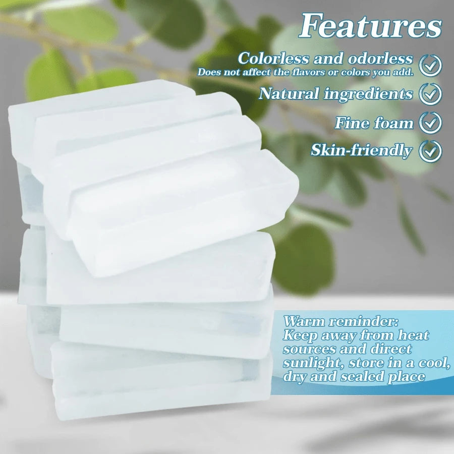 Natural Soap Base 14.8oz Glycerin Melt And Pour Soap Base For Soap Making Organic Clear Glycerin Base No Foaming Additives Odorless Good Cleaning Ability DIY Handmade Soap Supplies For Face Body Dry S