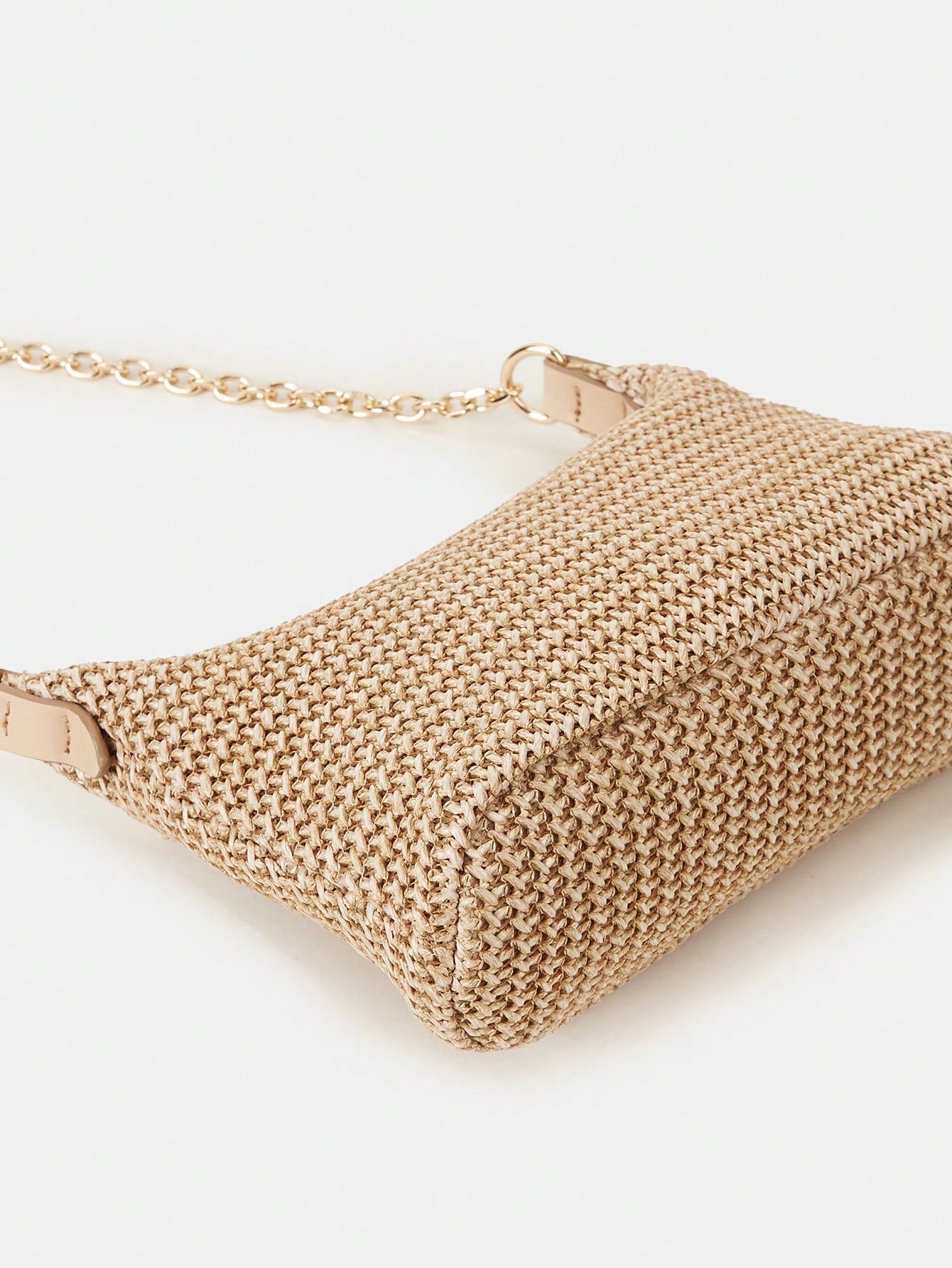 New Arrival Fashionable Bohemian Style Woven Rattan Bag With Chain Strap, Shoulder Bag, Suitable For Daily Casual, Vacation, Shopping And Outfit Matching, Tready Crescent Moon Bag For Women, Bohemian