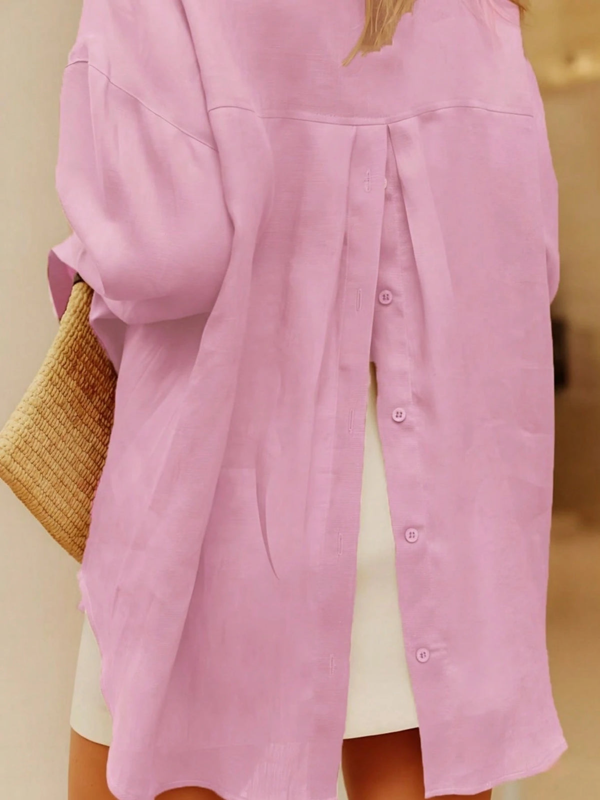 New Autumn Fashion Long Sleeve Button-Up Shirt, Elegant Blouse And Shirt For Women Spring Pink