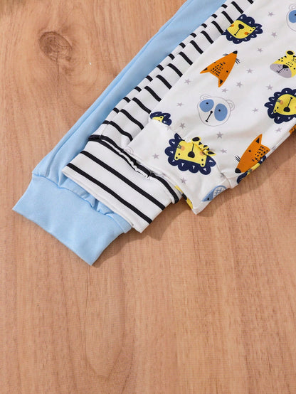 New Baby Boy And Girl Cute Baby Boy Pants Cartoon Animal Print Trousers Pack Of Three