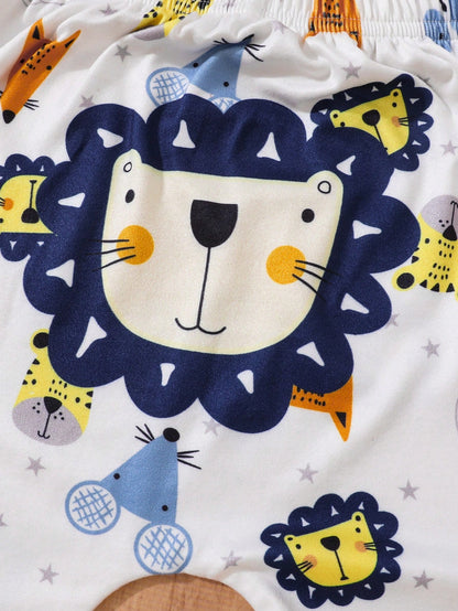 New Baby Boy And Girl Cute Baby Boy Pants Cartoon Animal Print Trousers Pack Of Three