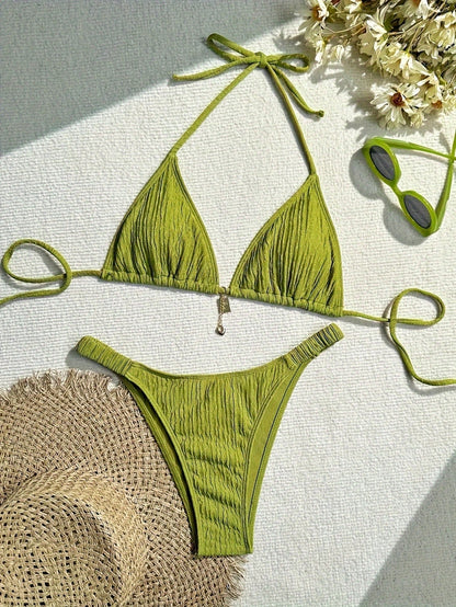 New Bestselling Fashion Special Fabric Bikini Set Sexy Swimwear 2Pcs, For Summer Beach Vacation
