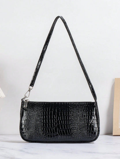 New Crocodile Embossed Women's Shoulder Bag, Underarm Bag, Casual Shopping Versatile Handbag