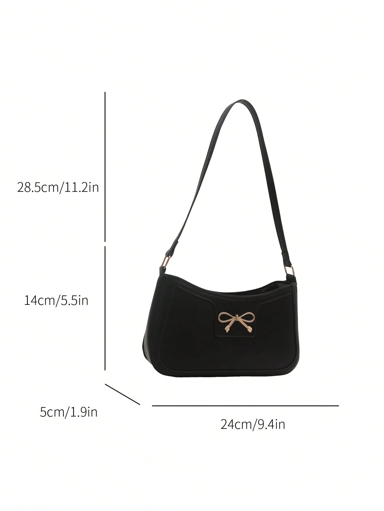 New Fashion Casual Women's PU Solid Black/Khaki/Camel Bow Metal Decor Underarm Coin Purse Makeup Bag, Fashionable Bow Purse For Women