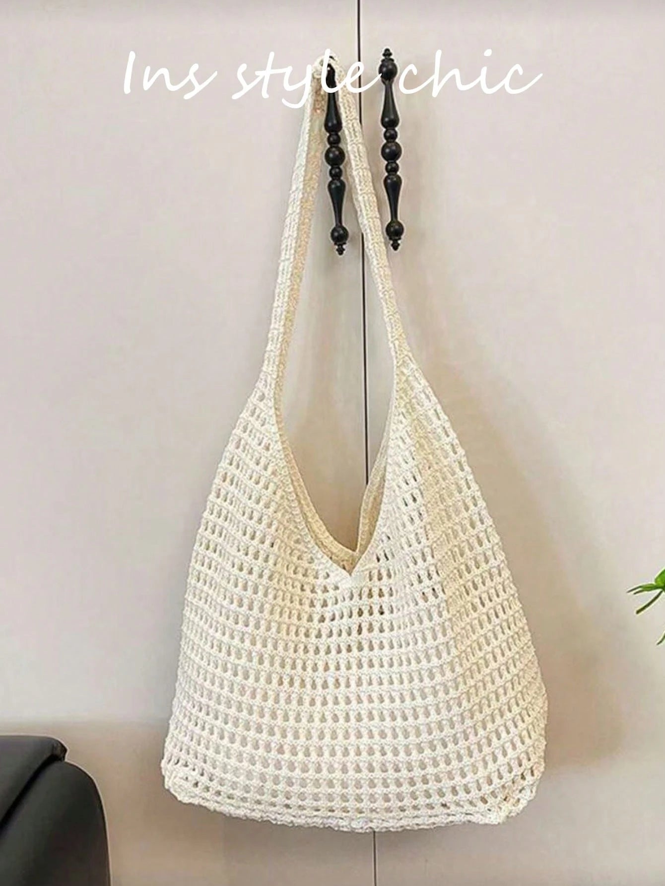 New Hollowed Out Apricot Mesh Shoulder/Handbag With Fashionable Unique Open Design, Perfect For Daily Commute Or Vacation Beach Outings. Ideal For Shopping, Travel And Casual Use.