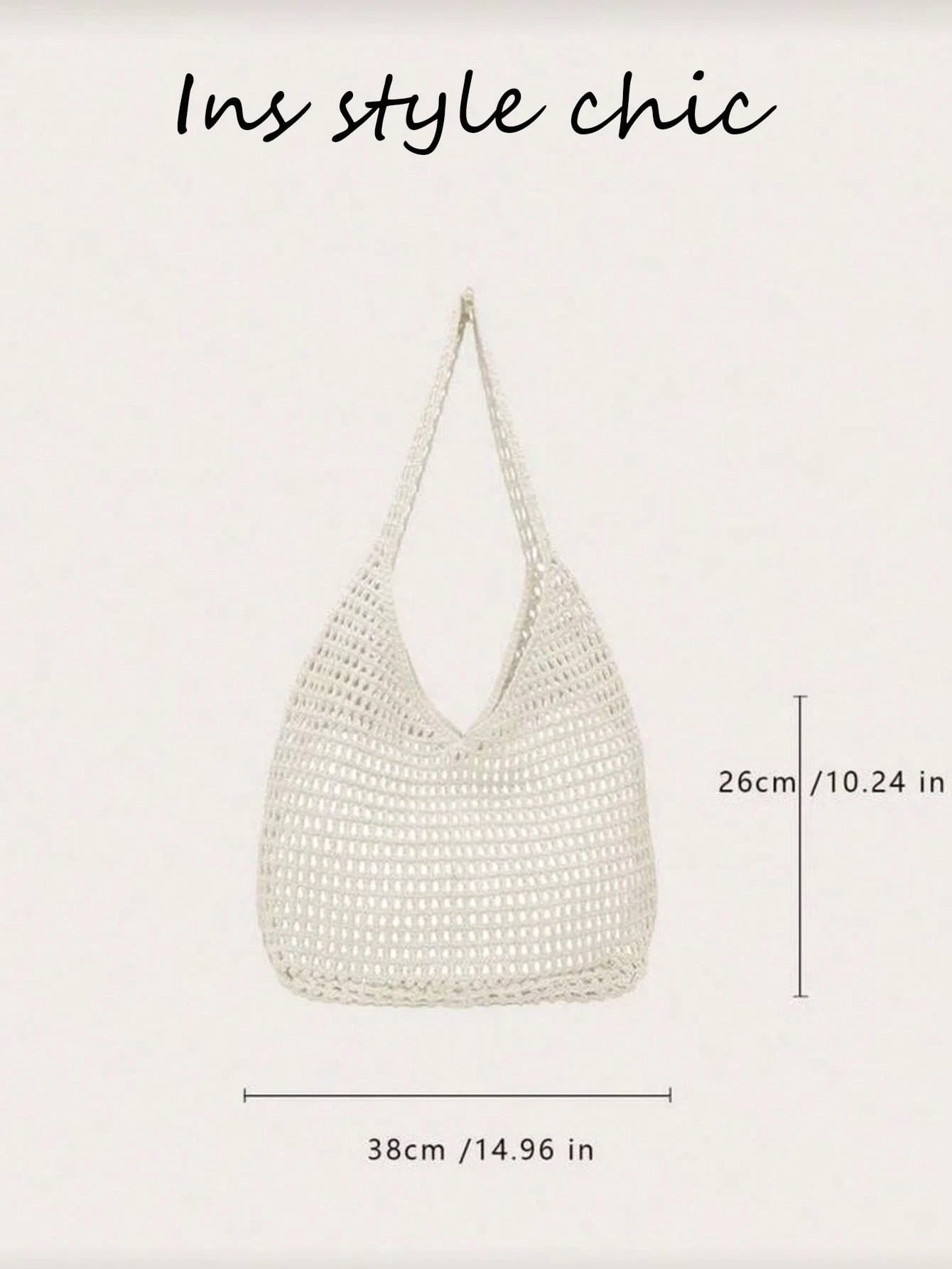New Hollowed Out Apricot Mesh Shoulder/Handbag With Fashionable Unique Open Design, Perfect For Daily Commute Or Vacation Beach Outings. Ideal For Shopping, Travel And Casual Use.