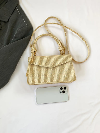 New Khaki Woven Texture Handbag Small Square Bag Women's Shoulder Crossbody Bag