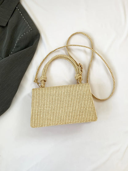 New Khaki Woven Texture Handbag Small Square Bag Women's Shoulder Crossbody Bag