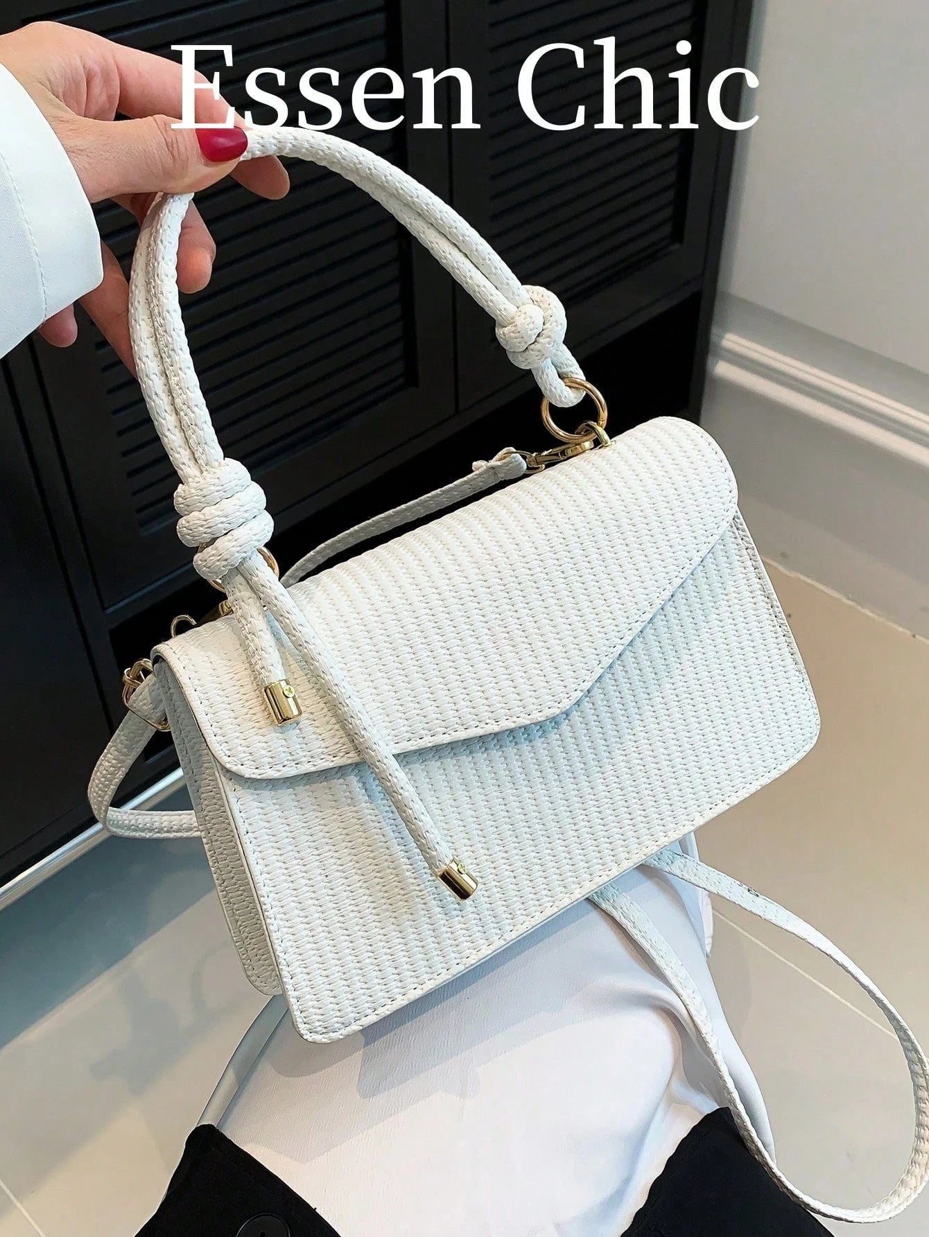 New Khaki Woven Texture Handbag Small Square Bag Women's Shoulder Crossbody Bag