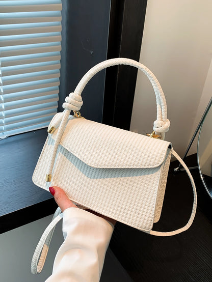 New Khaki Woven Texture Handbag Small Square Bag Women's Shoulder Crossbody Bag