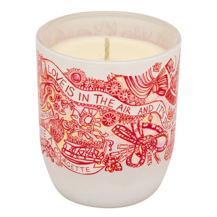 Love Is In The Air plant wax candle in white glass with ARTHOUSE Unlimited artwork - Sustainable gift candle